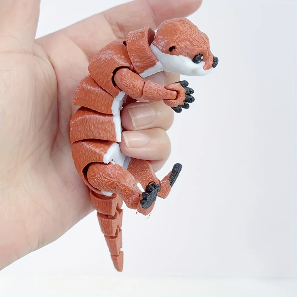 3D Printed Articulated Otter with Movable Limbs - Creative Desktop Decoration