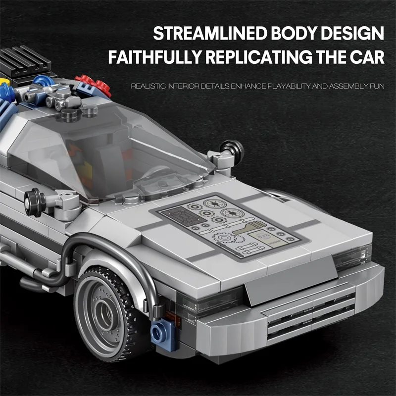1:24 Classic Movie Racing Car Building Blocks MOC Model Sport Cars Toys Back Future Bricks Vehicle Festival Gifts for Boys Kids - 4