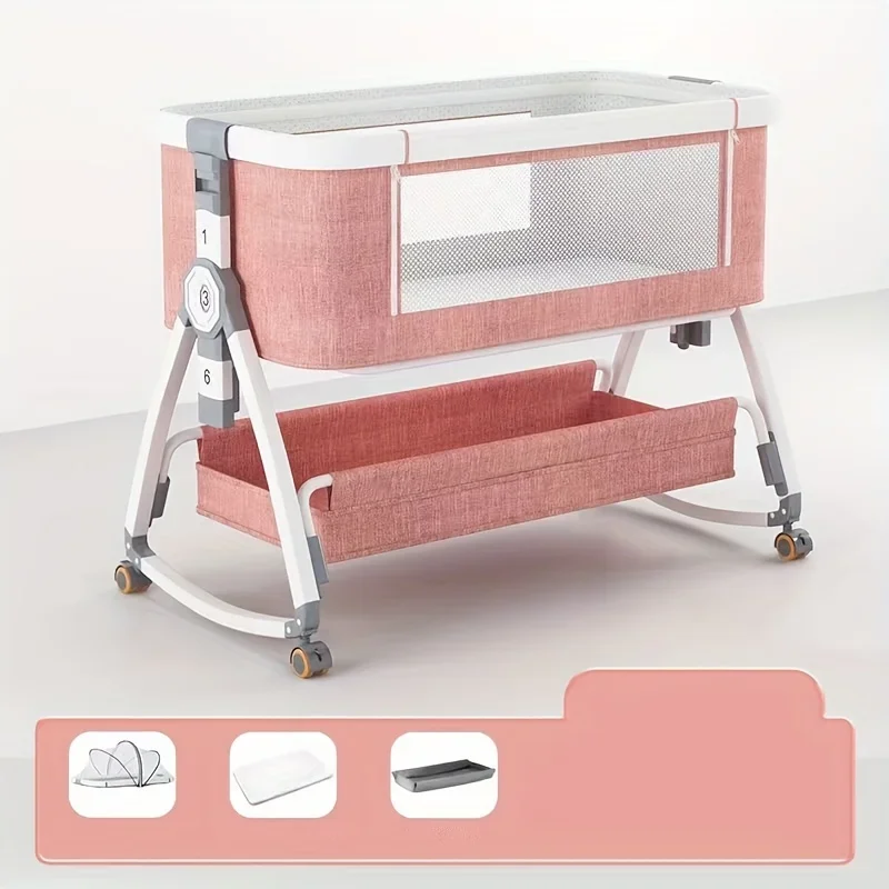 Baby Crib Foldable Height Adjustable