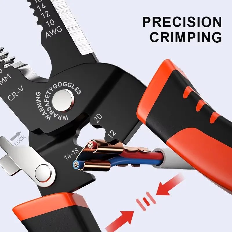 Wire Stripper & Crimper Tool Multi-Functional Electrician Wire Stripper & Crimper Tool Wire Stripping Cutting Pliers For Peeling & Network Cabling
