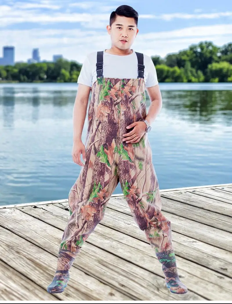 Waterproof Fishing Waders Men Women Hunting Fishing Suit Wading Pants with Neoprene Boots Waist Chest Clothing
