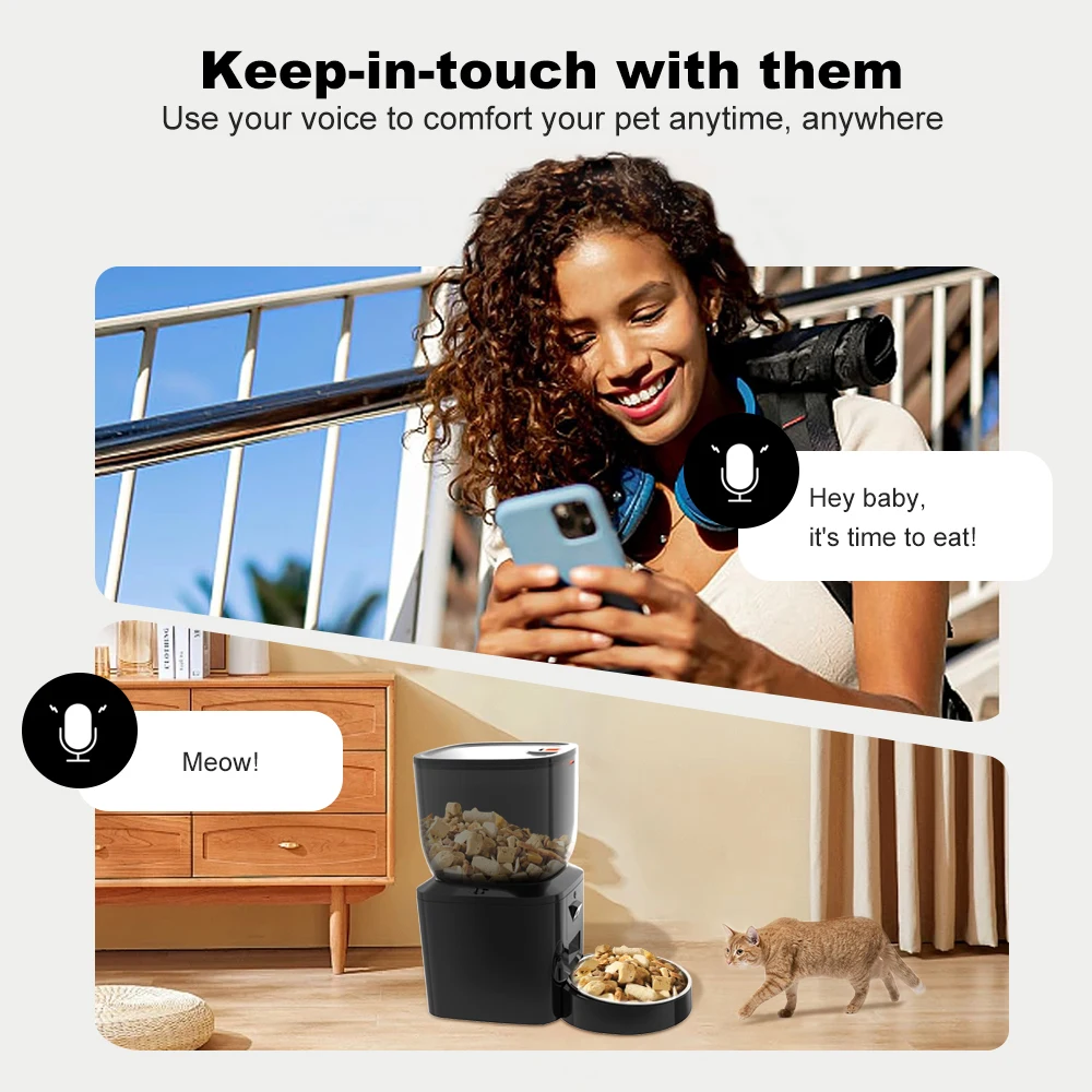 Automatic Feeder for Cats Dogs with Camera HD 4L/8L Furpipi HD 1080P 2.4G/5GWiFi Time Setting Feeder for Pets Dogs Cats Bowls 4