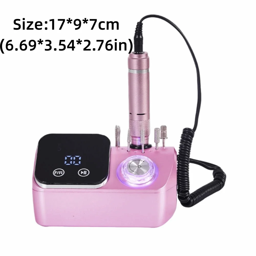 휴대용 ABS 전동 네일 드릴 머신 충전식 45000RPM E파일 네일 드릴 핑크 LCD 디스플레이 네일 드릴 머신 가정용