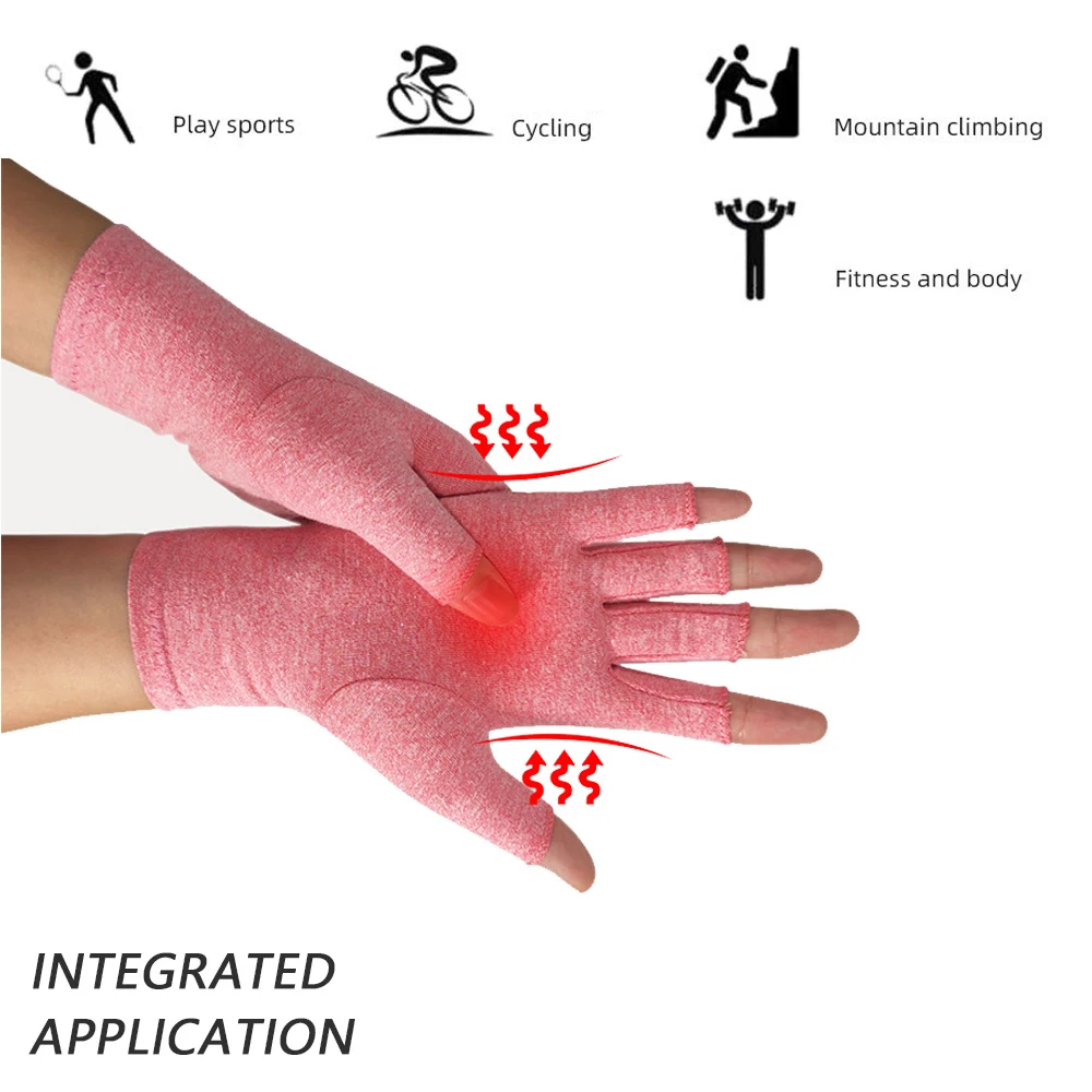 1pair Arthritis Therapy Fingerless Compression Gloves Touch Screen