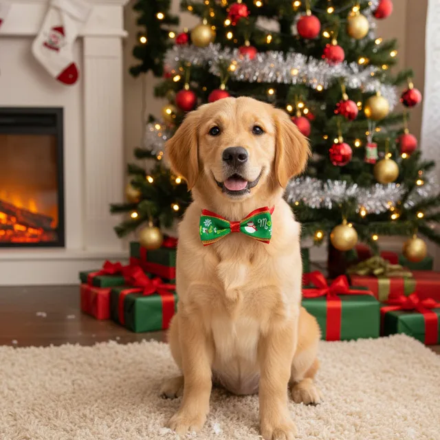 Pet Christmas Bow Tie Dog Collar with Bowknot Stylish Holiday Pet Accessory for Dogs Perfect for Christmas and Special Occasions 4