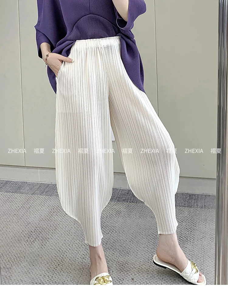 2026 Miyake Leisure Hundred Pleated Harem Pants Summer New Wide-legged Bunched Leg Pants Thin Section Sports and Leisure Women's