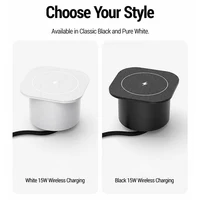 15W Built-in Wireless Charger Flush Mount Desktop Charging Station Black & White , US/EU/UK Plug Fast Charge for Office Home 4