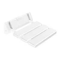 90° Folding Shower Seat Wall-Mounted Waterproof Shower Bench Shoe Changing Stool White Load 130kg for Bathrooms Porches 32*34cm 1