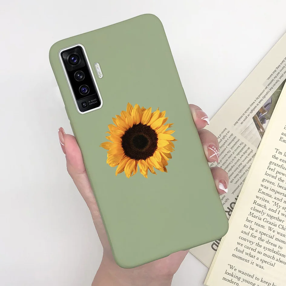 Matte Cartoon Lovely Girl Heart Plant Soft Silicone Back Cover - 6.56 Inches