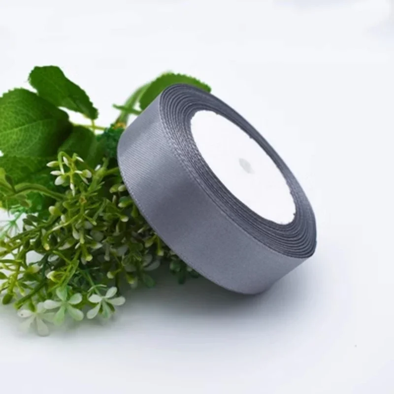 25yadrs/Roll 6-10-15-20-25-40-50mm Silver Gray Satin Ribbons Christmas Halloween Wedding Birthday Party Gift Wrapping Ribbon