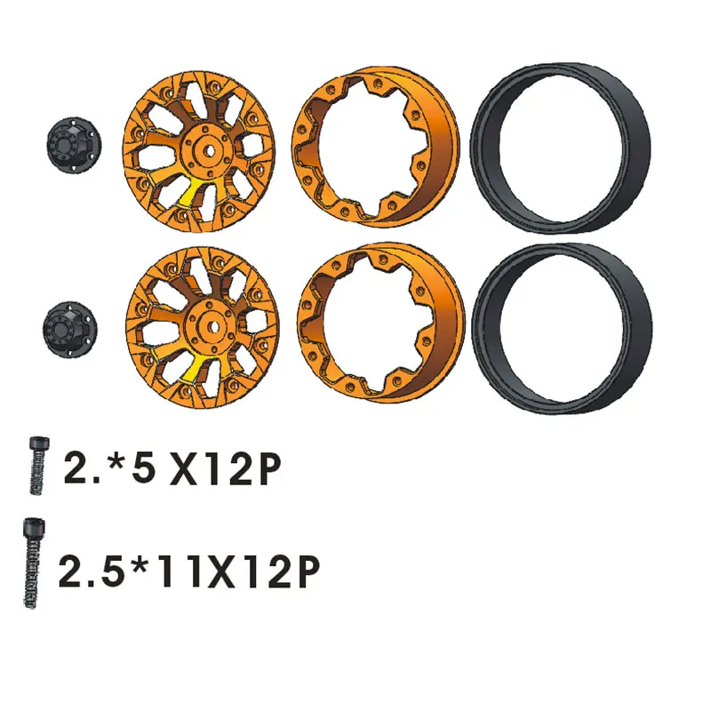 

RGT Spare Parts R86327 8-SPOKE BLACK BEADLOCK WHEEL w/Wheel Nut Dust Cover-Chrome For 1/10 EX86181