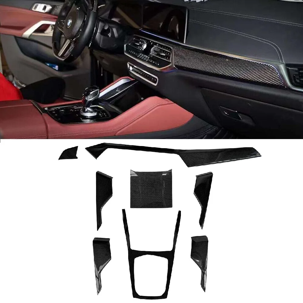 

Real Dry Carbon Fiber Car Interior Trims 8pcs Dash Cover Interior Kit Set For BMW X6 G06 2020-2022