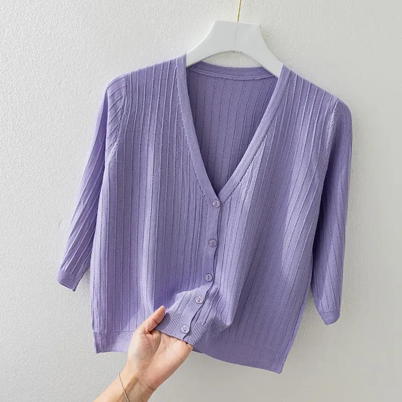 Sweater Shopee Cardigan Cardigan Lilac Shopee Fashion Women Solid