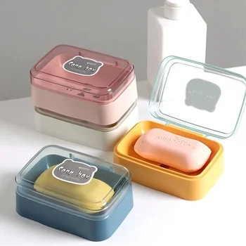 Flip Cover portasapone portasapone drenante in plastica scatola portaoggetti per sapone da bagno per la casa contenitore per portasapone trasparente portatile 1