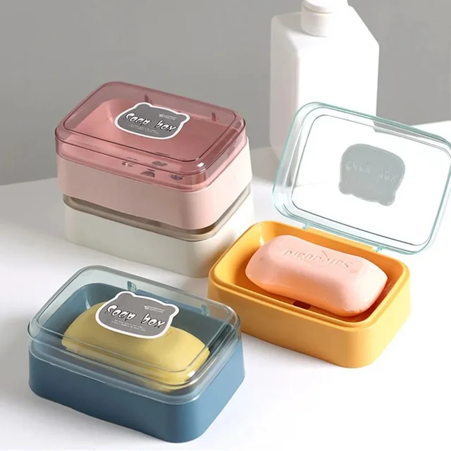 Flip Cover portasapone portasapone drenante in plastica scatola portaoggetti per sapone da bagno per la casa contenitore per portasapone trasparente portatile 1