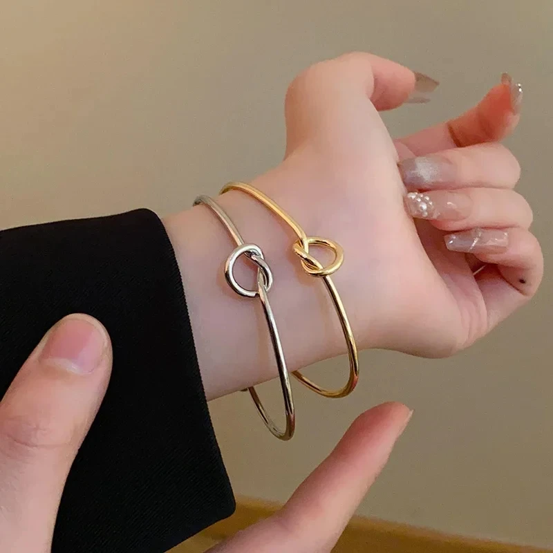 Bangle Bracelet Simple Geometric Women Fashion Vintage Knot Twist Men 925 Sterling Silver Metal Bracelet Gifts