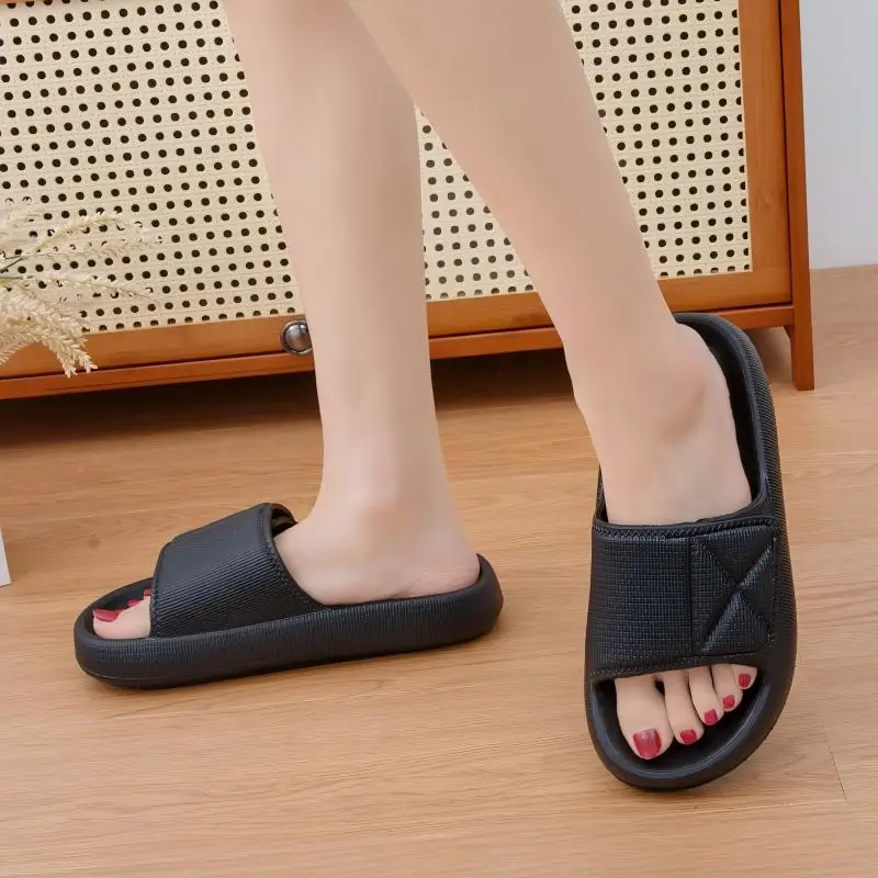 Herren-Slipper mit dicken Sohlen, Damen-Sommer-Oberbekleidung, Hausschuhe für Paare mit weichen Sohlen, lässige Strand-Brot-Hausschuhe mit Klettverschluss und weitem Fuß – Detail 16