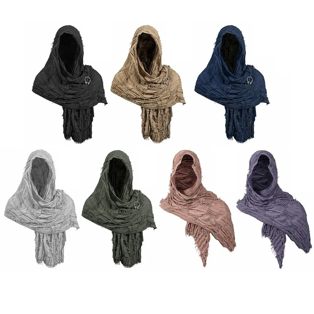 Fashion Medieval Style Medieval Cloak With Viking Brooch Beggar Style Hooded Shawl Scarf Scarf Cape Pop Culture Events - Image 2