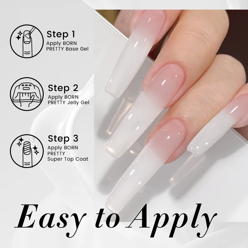 BORN PRETTY 10ml Milky Jelly White Gel Nail Polish Translucent Semi Permanent Soak Off UV LED Gel Varnish Manicure Nail Art 6