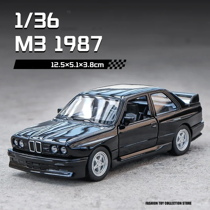 1:36 M3 1987 Diecast Alloy Car Model Metal Pull Back Simulation Car Toy Sports Ornament Open The Door Kids Gift