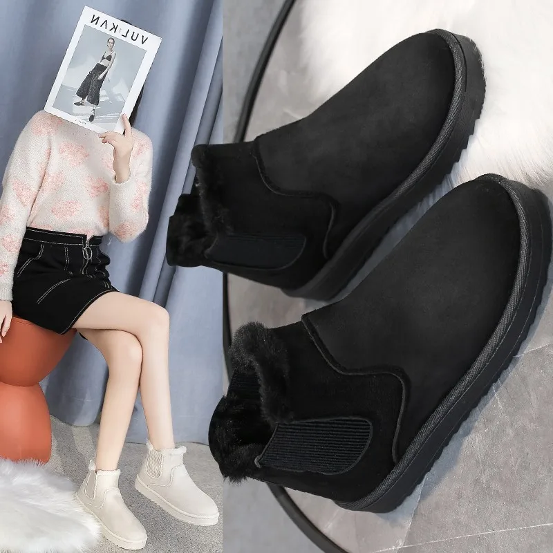 New Women Boots Thickening Plus Velvet Winter Fashion Warm Short Boots Cotton Shoes Women'S Snow Winter