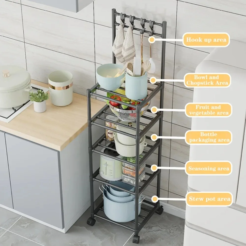 4/5-Tier Kitchen Storage Rack Save Space Floor Stand Multi-layer Household Microwave Stove Rack Multi-layer Household Use
