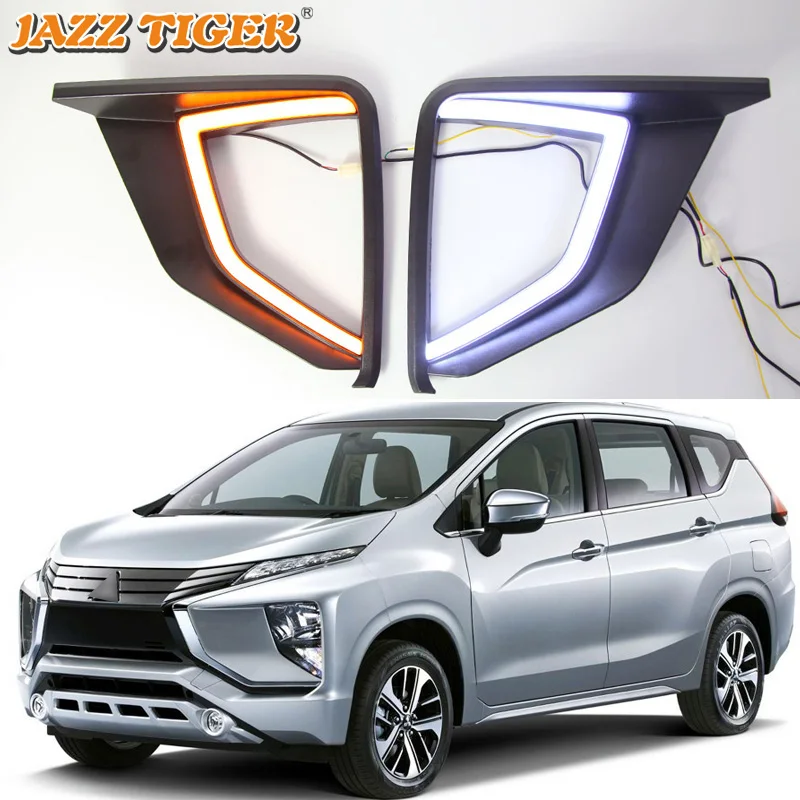 

JAZZ TIGER 2PCS Yellow Turn Signal Function Car DRL LED Daytime Running Light For Mitsubishi Xpander Eclipse Cross 2017 - 2020