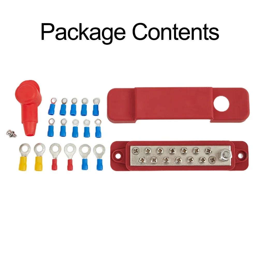 Busbar Power Block 12 Point Busbar Bus Bar Power Distribution Block Positive Negative 180A Black/Red Battery Power Distribution Block Bus Termianl