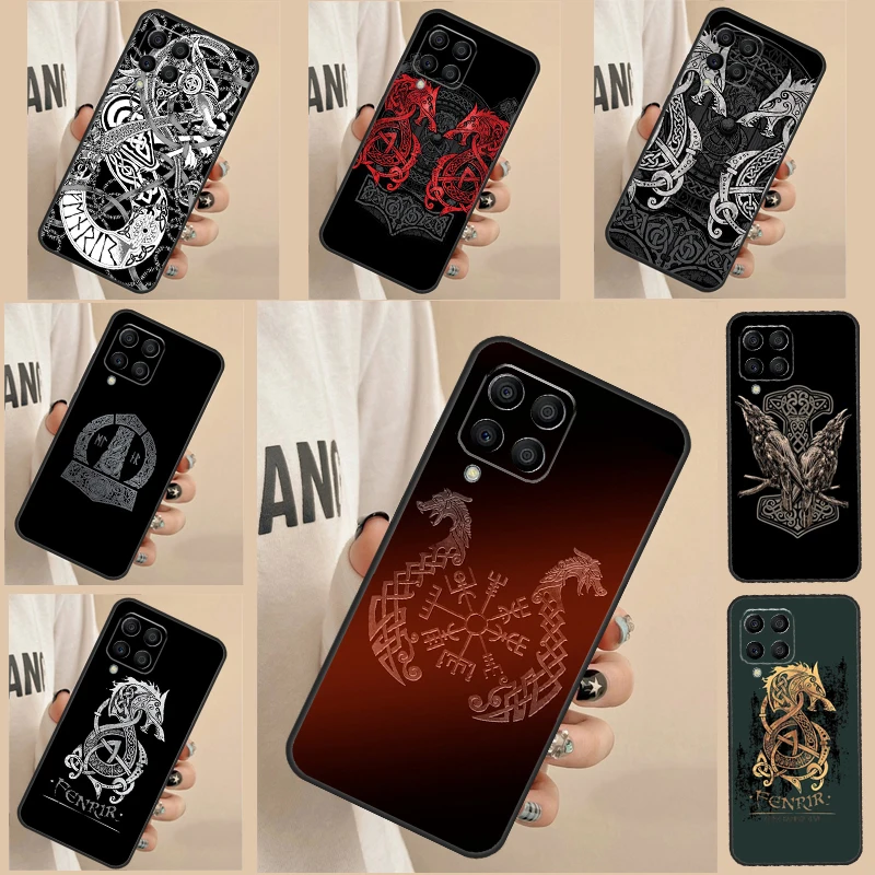 Fenrir Wolf Nordic Runes Funda For Samsung A52 A32 A22 A12 A51 A71 A73 A53 A33 A23 A13 A14 A24 A34 A54 Phone Case