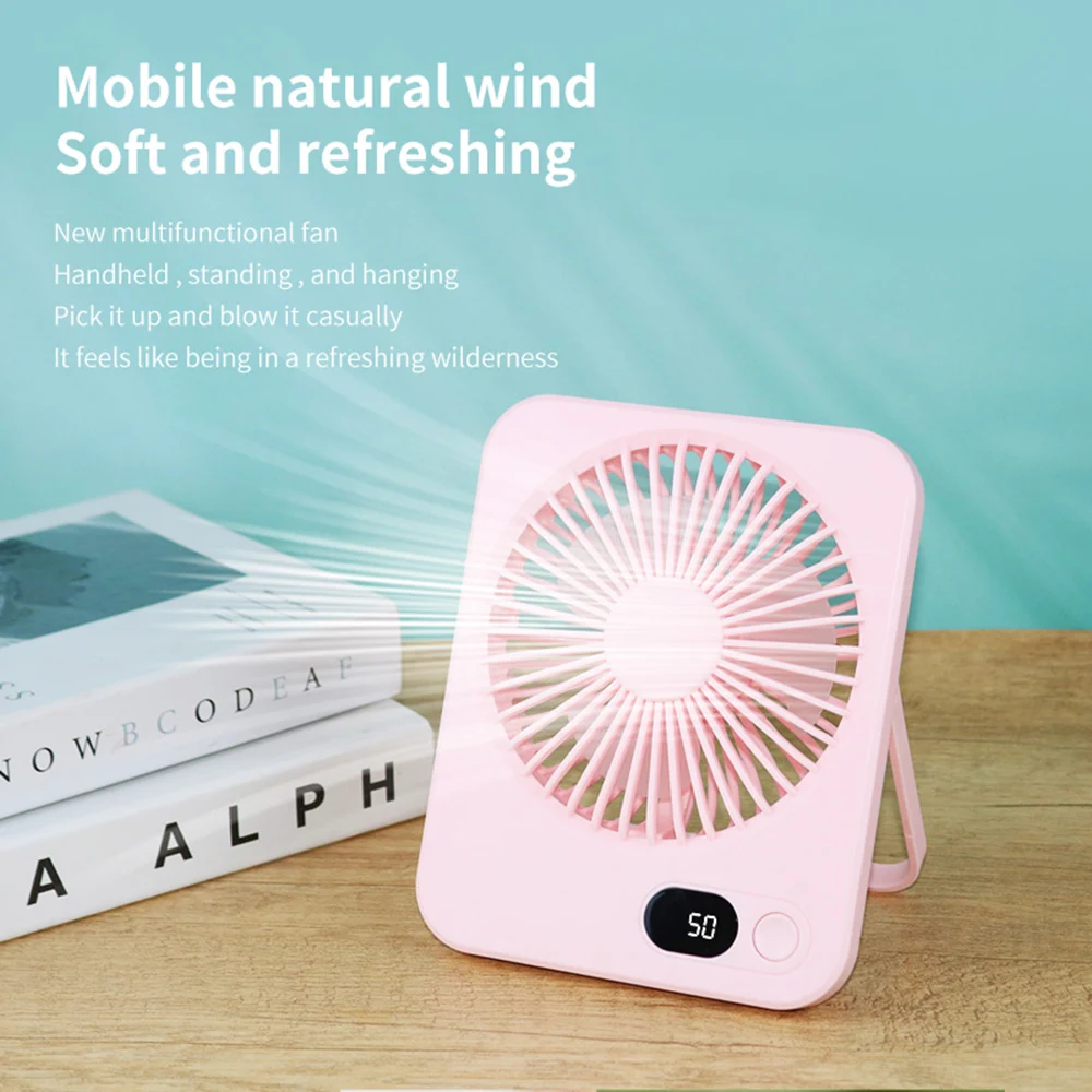 2024 New small fan handy charging long life ultra-thin desktop fan Large wind super quiet folding handheld table fan 6