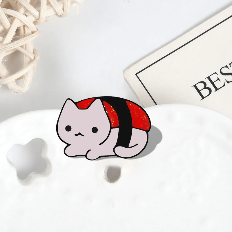 Kawaii Animal Sushi Enamel Pin Badges Lapel Brooches Animal Metal Cute Pin  Badge