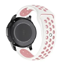 Sport Silicone Strap for Smartwatch - Replacement Wristband and Accessories (Pink white)