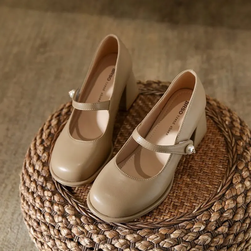 Ladies Shoes on Sale 2024 Closed Toe NEW  Women's High Heels Outdoor Elegant High Heels Square Heel Round Toe Shoes Female New