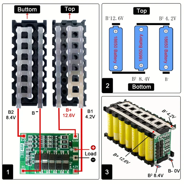 Boîte de rangement de batterie au Lithium 12V, bricolage, chargeur 3*7 18650, boîtier de fixation de batterie 3S40A BMS, coque de support en plastique pour moto 4