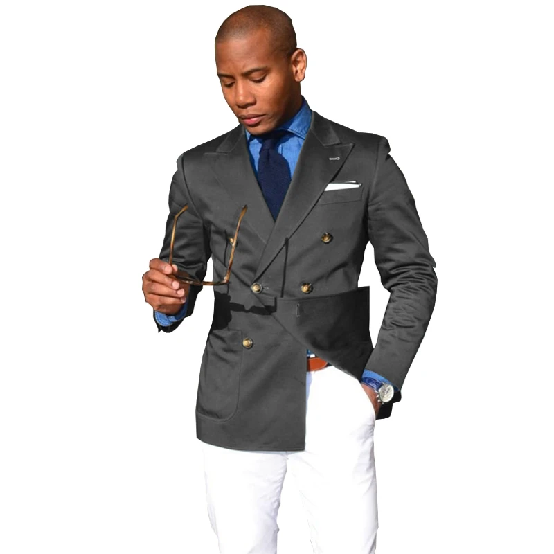 Men's Blazer Suit Double Breasted Lapel Casual Jacket Men's Wedding Tuxedo Formal Clothes Outerwear 5