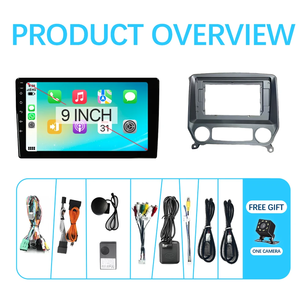 Radio Multimedia para Auto con Android 14, Reproductor de DVD para Chevrolet GMC Silverado Sierra 2014-2018, Carplay Inalámbrico, Navegación con Video, GPS, Android Auto, WIFI
