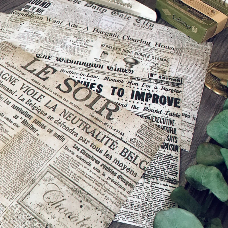 6 Sheet Tim Holtz Style Industrial Grunge Junk Journal Ephemera Vintage Sticker Newspaper Sticker Scrapbooking Material Supplies