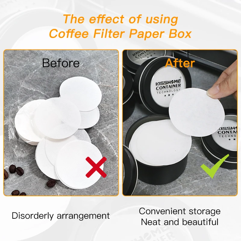 Coffee Filter Paper 51mm 53mm 58mm Espresso Portafilter Basket Secondary Water Filter Paper With Storage Box Barista Accessories