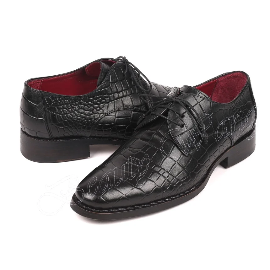 

Black Stone Print Cross Tied Men Shoes Men's Dress Shoes Leather Pumps High Quality Party Shoes Big Size 47 Zapatillas Mujer