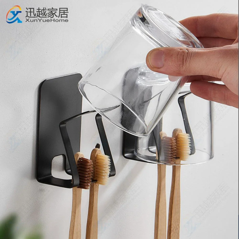 Toothpaste Storage Wall Rack Toothbrush Holder Mouthwash Cup Hanger Punch-free Aluminum Bathroom Accessories cup storage holder toothbrush cup bathroom organizer