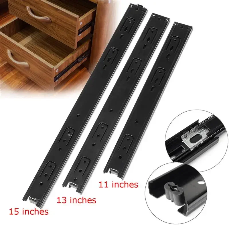 Description Picture 2 of item3 Section Soft Close Ball Bearing Drawer Slides Full Extension Side Mount Runner Damping Buffer Cabinet Rails 11/13/15inches