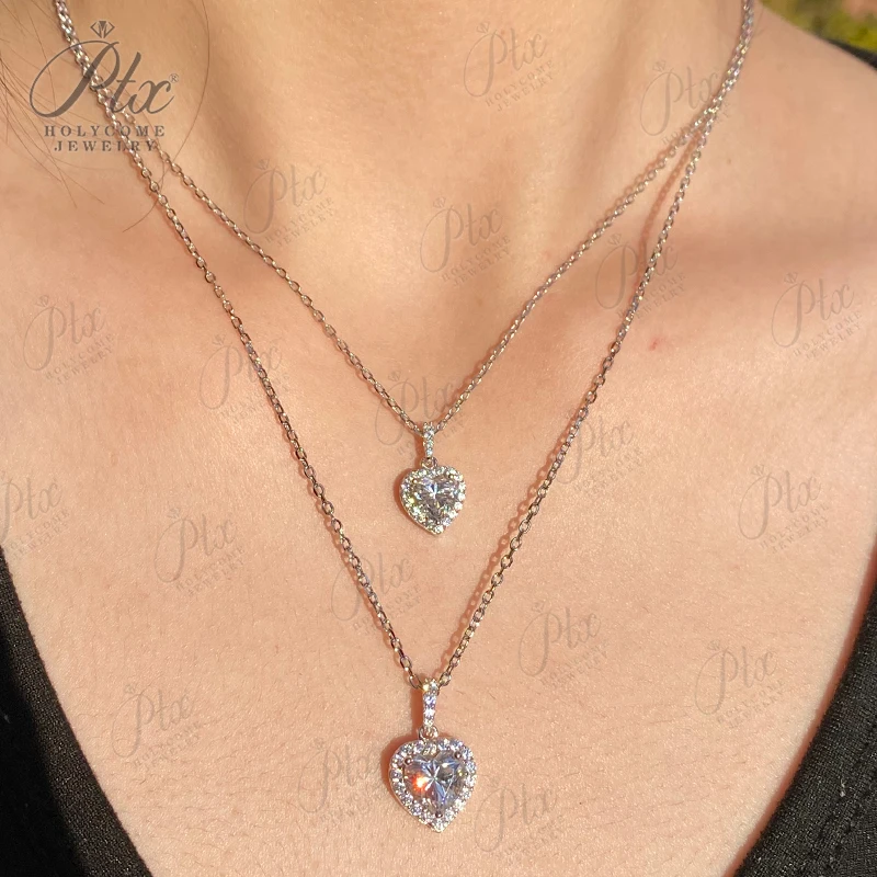 Premium D Herzschliff Moissanit Schmuckset 925 Sterling Silber vergoldet 18K D Farbe Feine Hochzeitsgeschenk Ohrringe – Detail 15