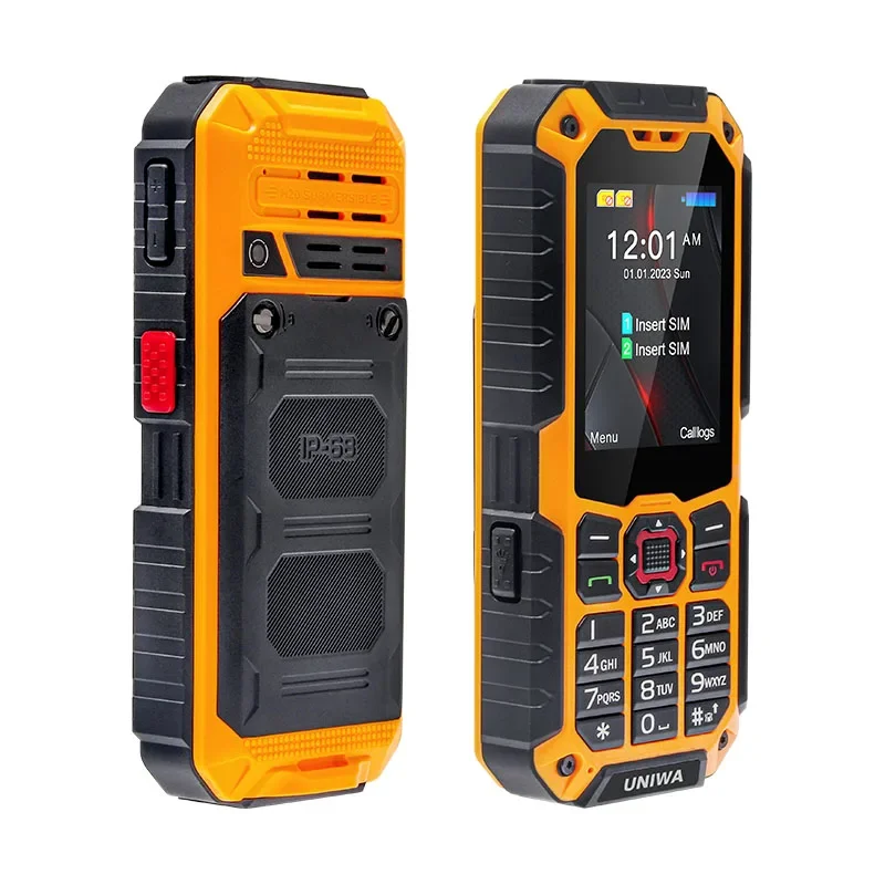 UNIWA S9 4G Rugged Phone2.4 Inch IP68 Waterproof Torch Cell Phone Feature Phone with Keypad