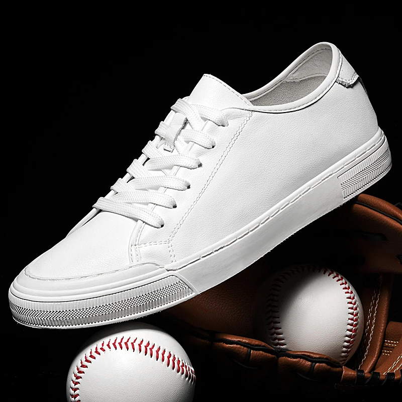 Mens Casual Shoes Luxury Real Leather Sneakers Leisure Walk Vulcanize Shoes Versatile Skateboard Footwear Trainers