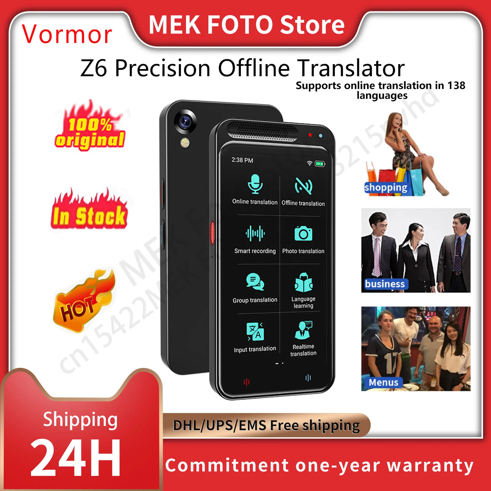 Vormor Z6 Portable Translator Wifi Bluetooth 138 Language Smart 