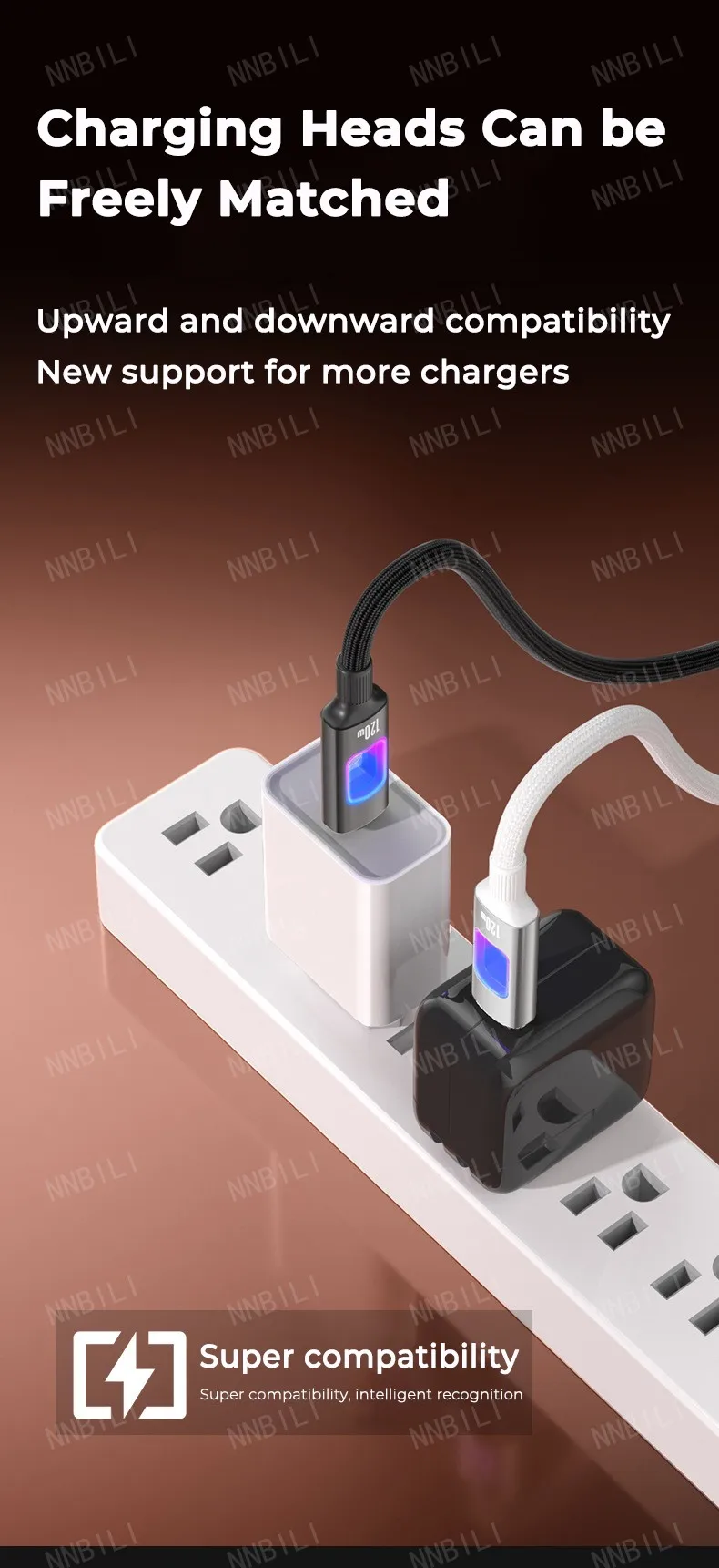 NNBILI 120W USB C To USB C For iPhone 16 17 Pro Fast Charge Cable Hollow RGB Light USB A to Type C Cable For Macbook Samsung S26