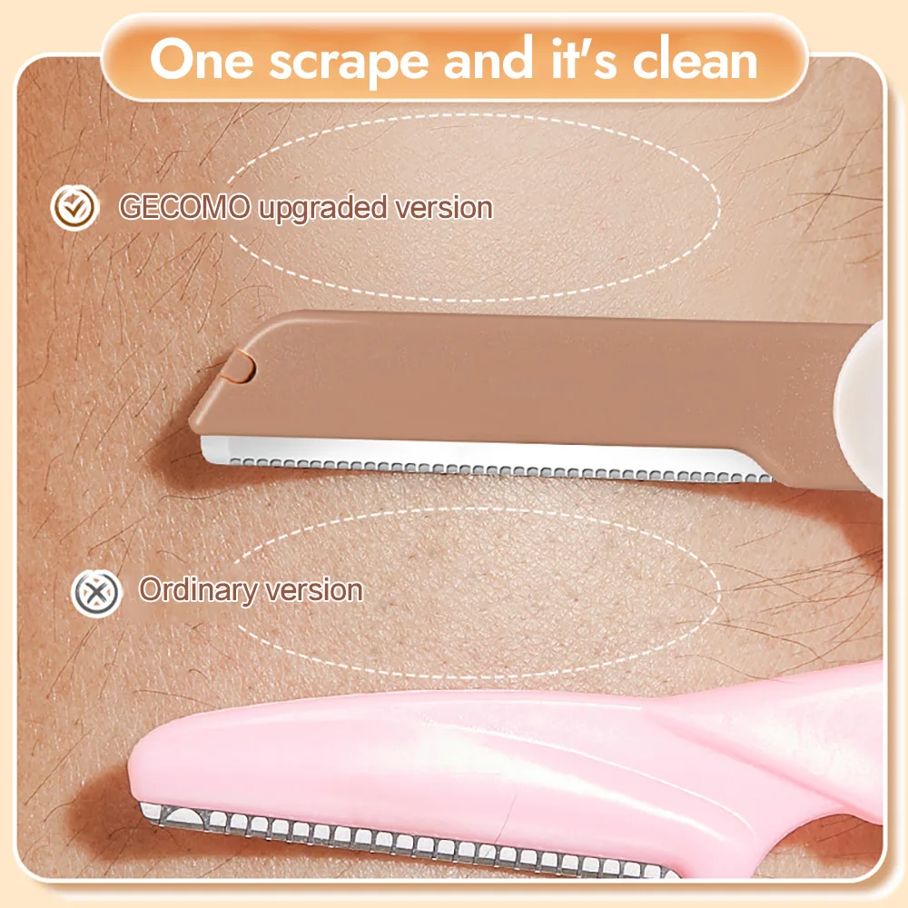 GECOMO Portable Smooth Eyebrow Trimmer Double Blade Facial Shaver, Not Easy To Scratch And Leave No Black Dots Upgraded Version