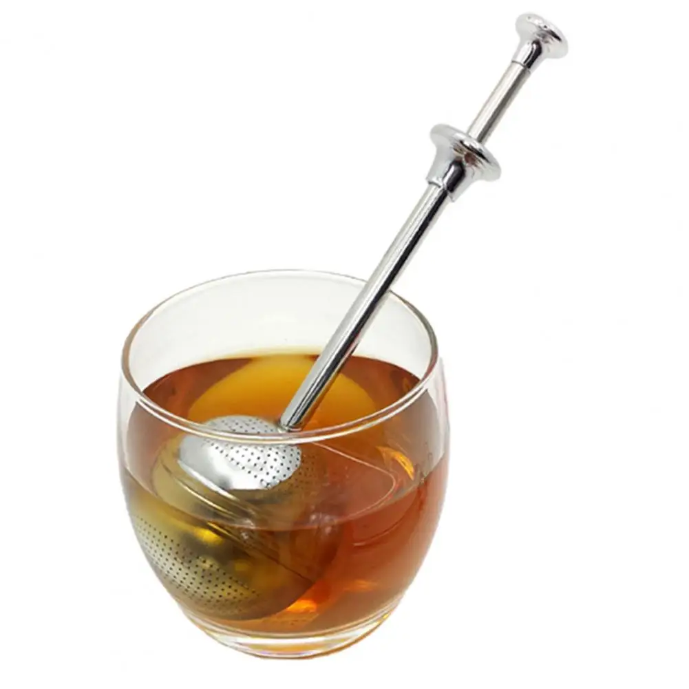 Telescopic Handle Tea Infuser Coffee Filter with Stirring Rod Enhanced Stainless Steel Tea Ball Infuser for Loose Leaf