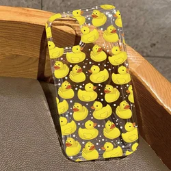 Vibrant Yellow Duck Design Transparent Soft Phone Case - iPhone 13 Mini (T9006)