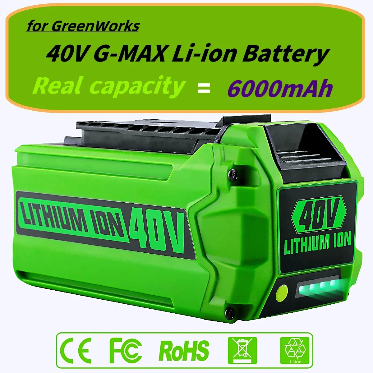 

For Greenworks 40V Batteries 6Ah GreenWorks G-MAX Li-ion Battery Manufacturer Replacement Battery for Lawn Mower Power Tools